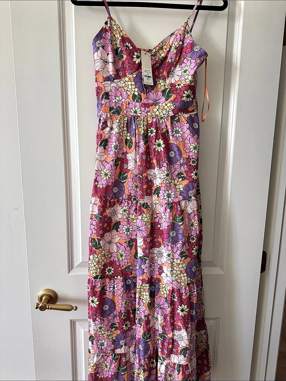 Francesca's Floral Maxi Dress Pink & Purple
